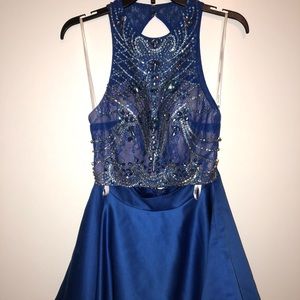 2 piece royal blue homecoming dress (short)